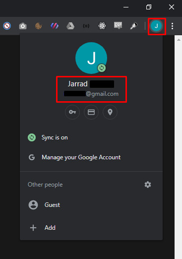 Highlights how to find out what Google account you're logged in with